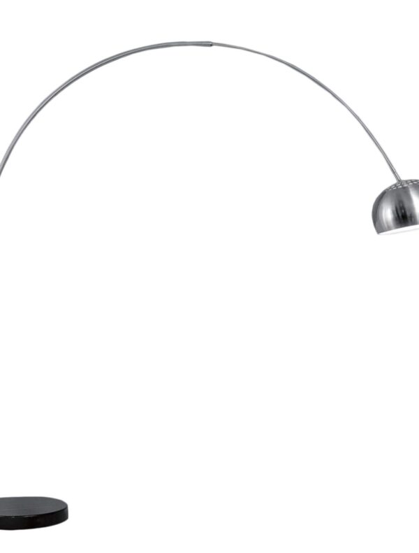 lampada da terra ad arco metallo spazzolato base in marmo nero