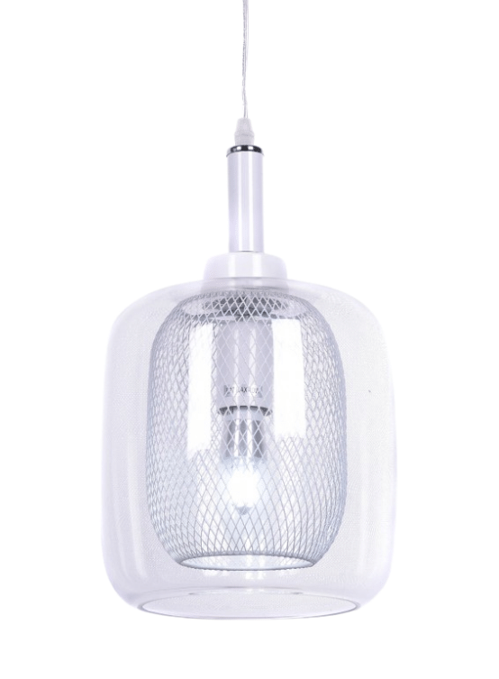 lampada vetro trasparente metallo bianco