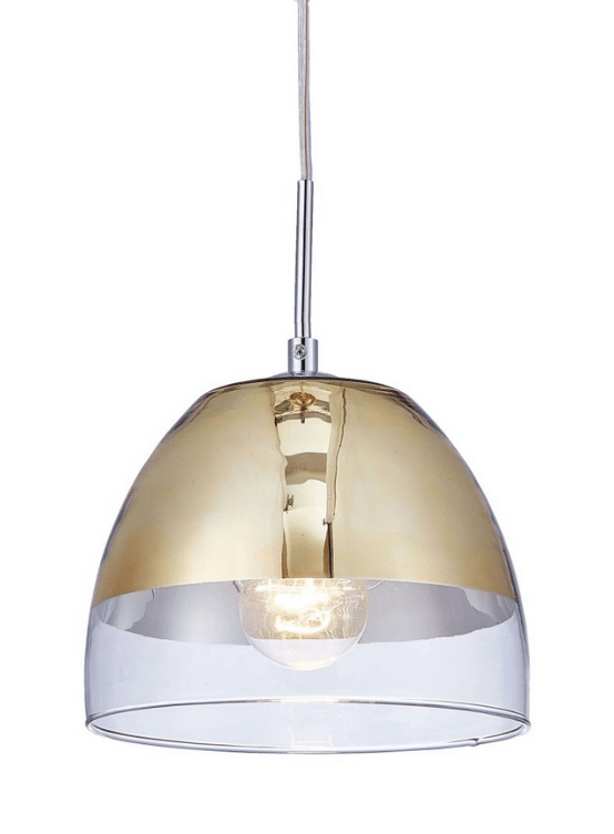 lampada sospensione a forma di campana color oro