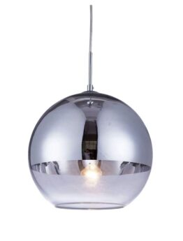 lampada a sospensione a sfera argento cromata