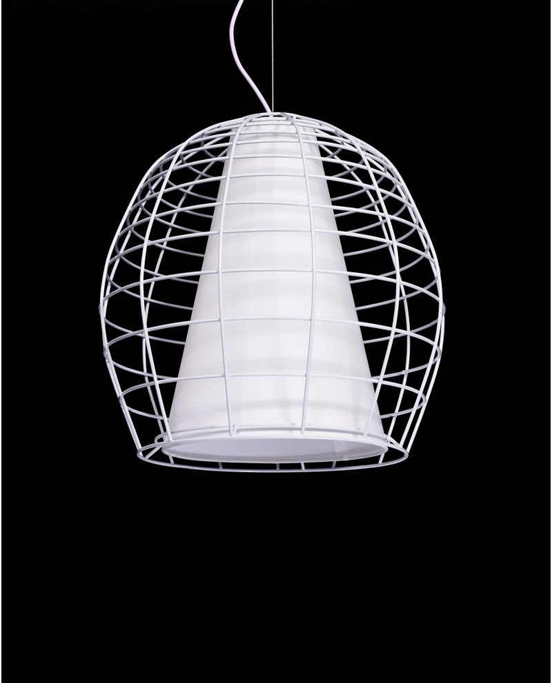 Lampada da soffitto bianca brutalista minimalista con rete ...