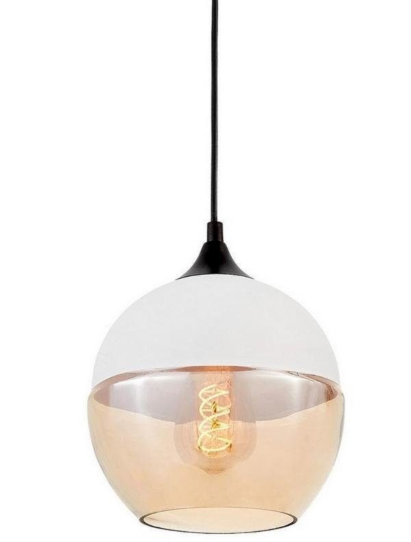 lampada industriale per loft in metallo colore bianco e vetro