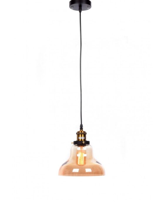 lampadario a sospensione in stile steampunk in vetro ambrato