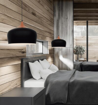 lampadario stile nordico nero legno LDP 7918 (BK)