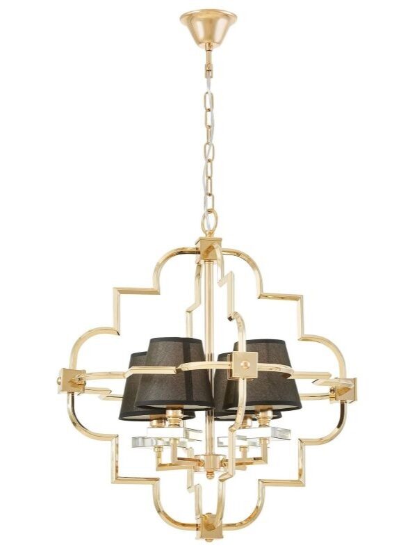 lampadario vintage nero oro cristallo LDP 8020-4 (GD+BK)