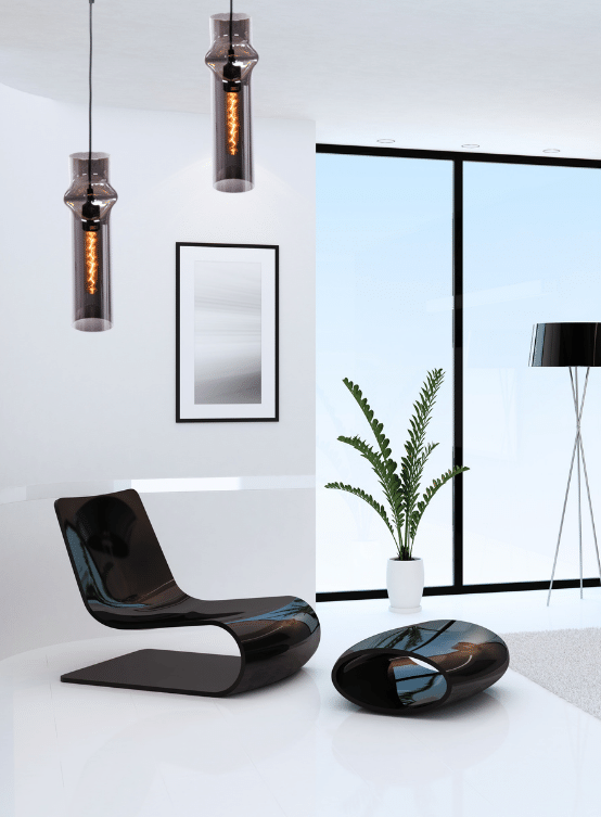 lampade salotto design vetro grigio fumo
