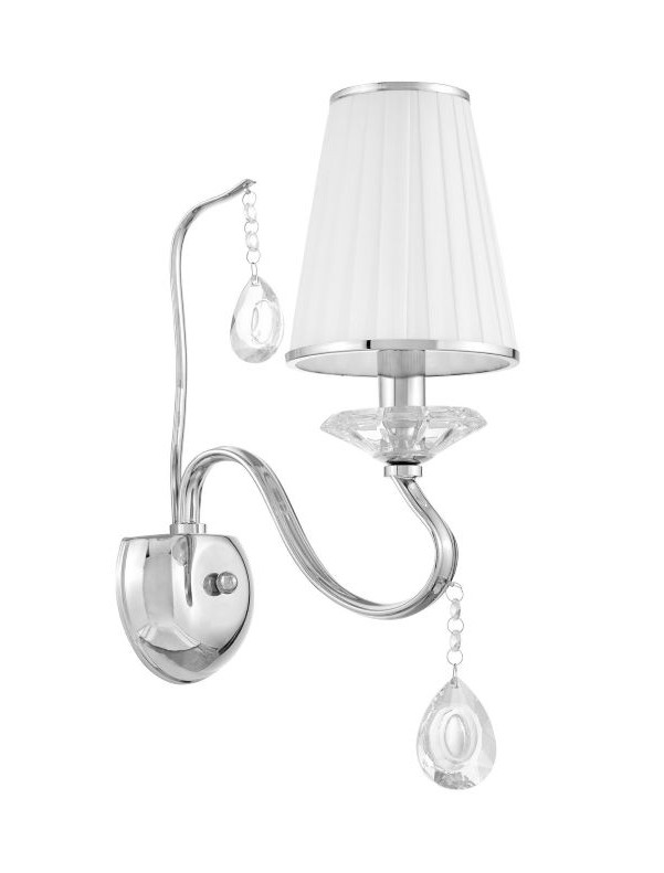 applique classica paralume bianco tessuto cristalli cromo finezza