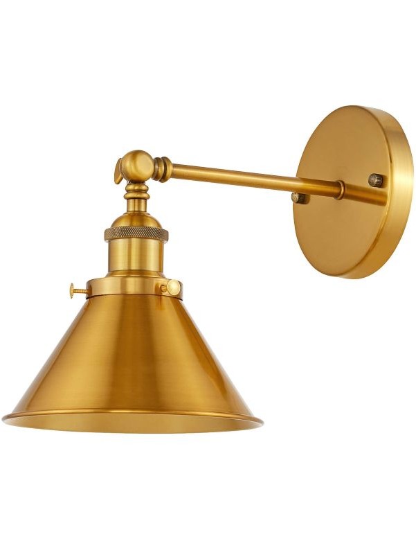 lampada da parete ottone dorato con braccio