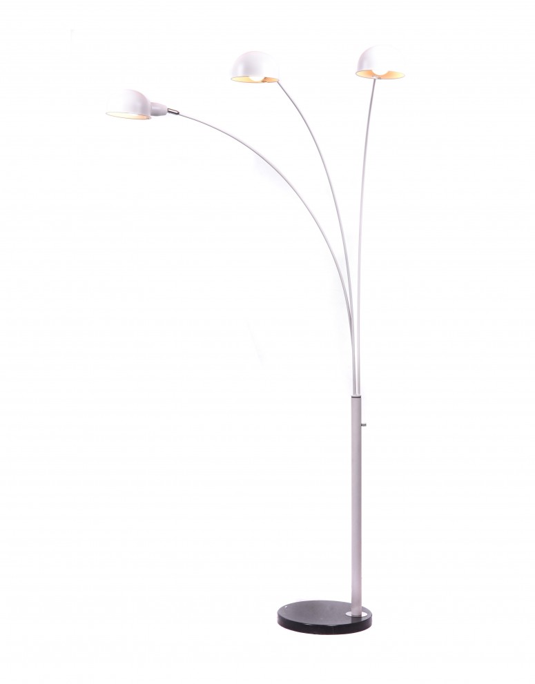 piantana di design particolare di colore bianco con tre luci orientabili led