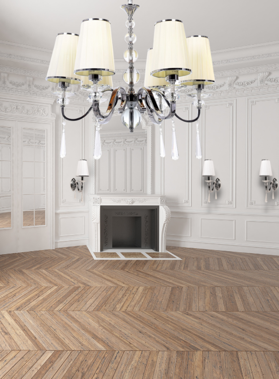 salotto illuminato con lampadari e applique coordinate stile classico colore bianco crema