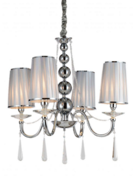lampadari classici argento a sospensione con cristalli pendenti 4 luci