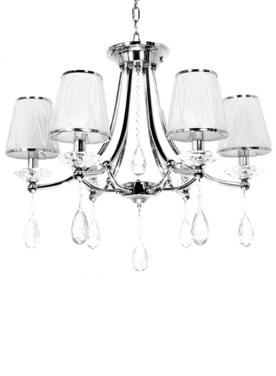 lampadario classico argento cristalli pendenti 6 luci