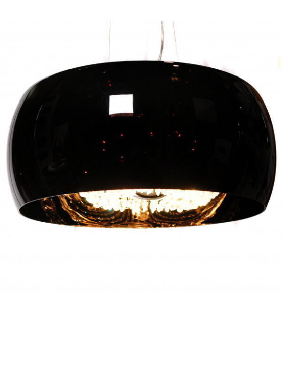 lampadario cristalli nero paralume 50 cm