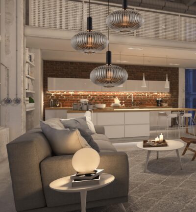 lampada a sospensione vetro fumè moderna flori