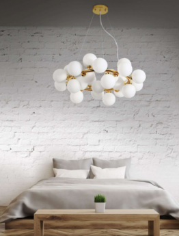 lampadari sfere vetro bianco camera da letto