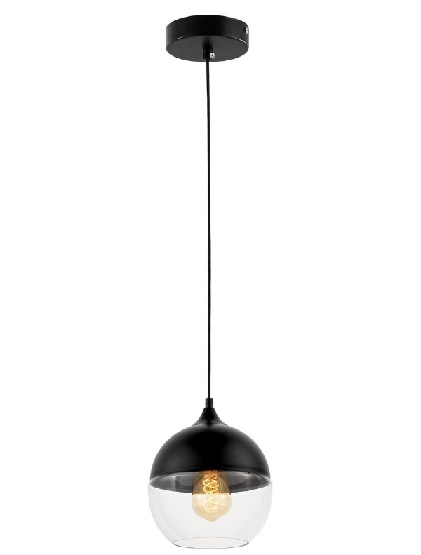 lampada sospesa trasparente metallo nero stile industriale e27