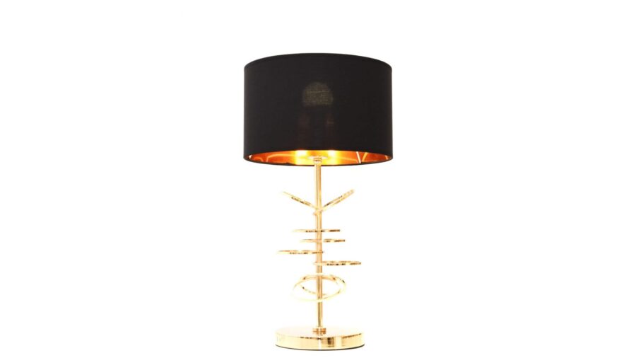 lampada tavolo vintage struttura oro paralume nero