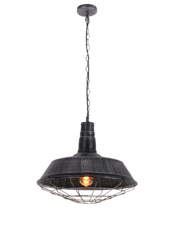 lampada a sospensione industrial chic nera argento antico