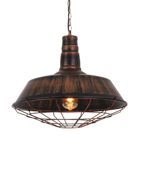 lampada a sospensione vintage industriale ottone antico con rete metallo