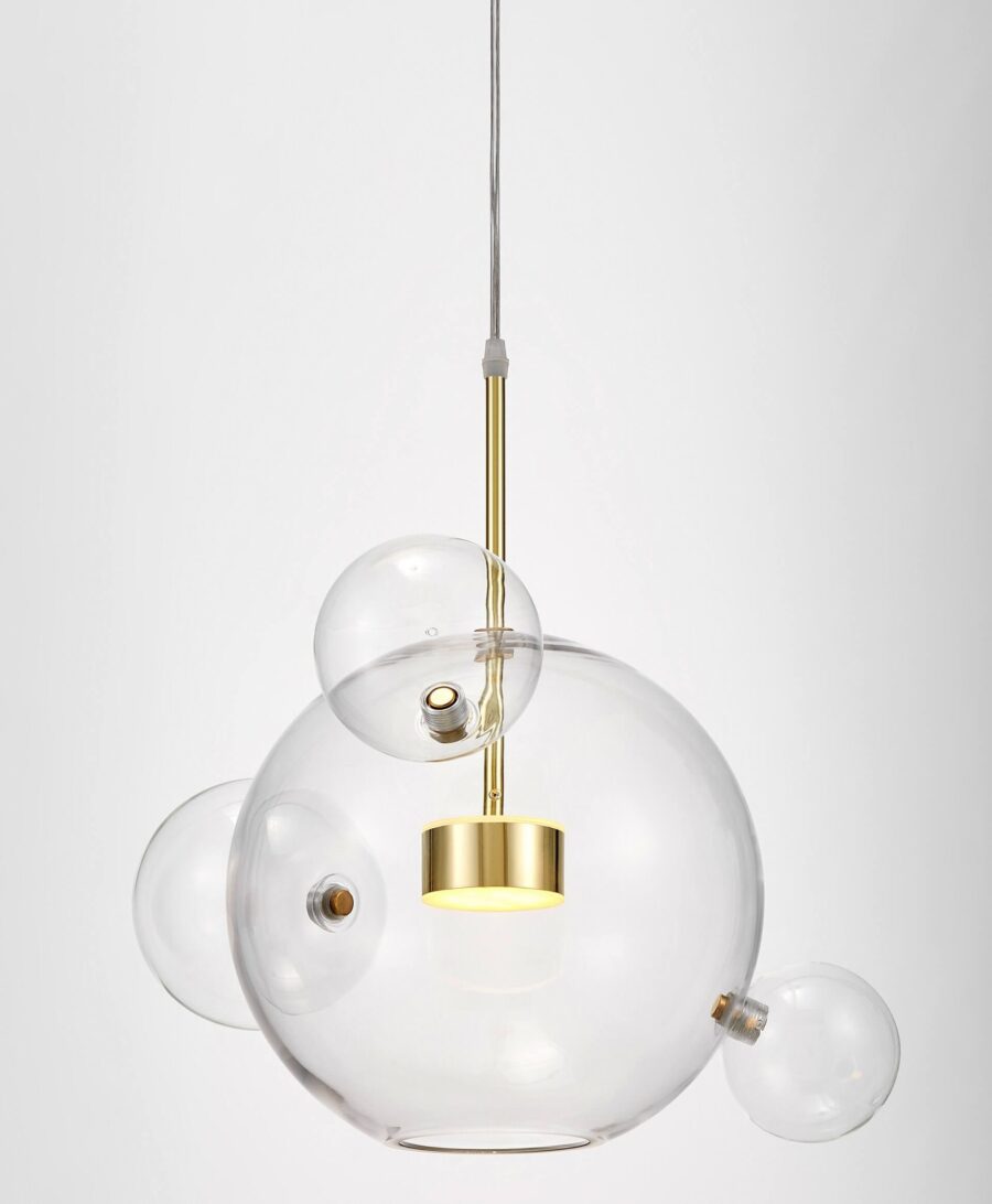 lampadario sfere vetro trasparente