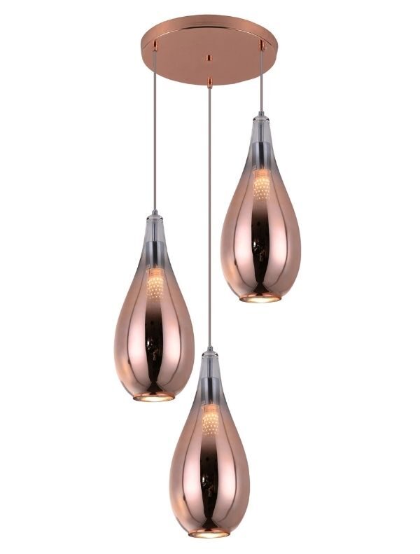lampadario a forma di goccia vetro oro rosa