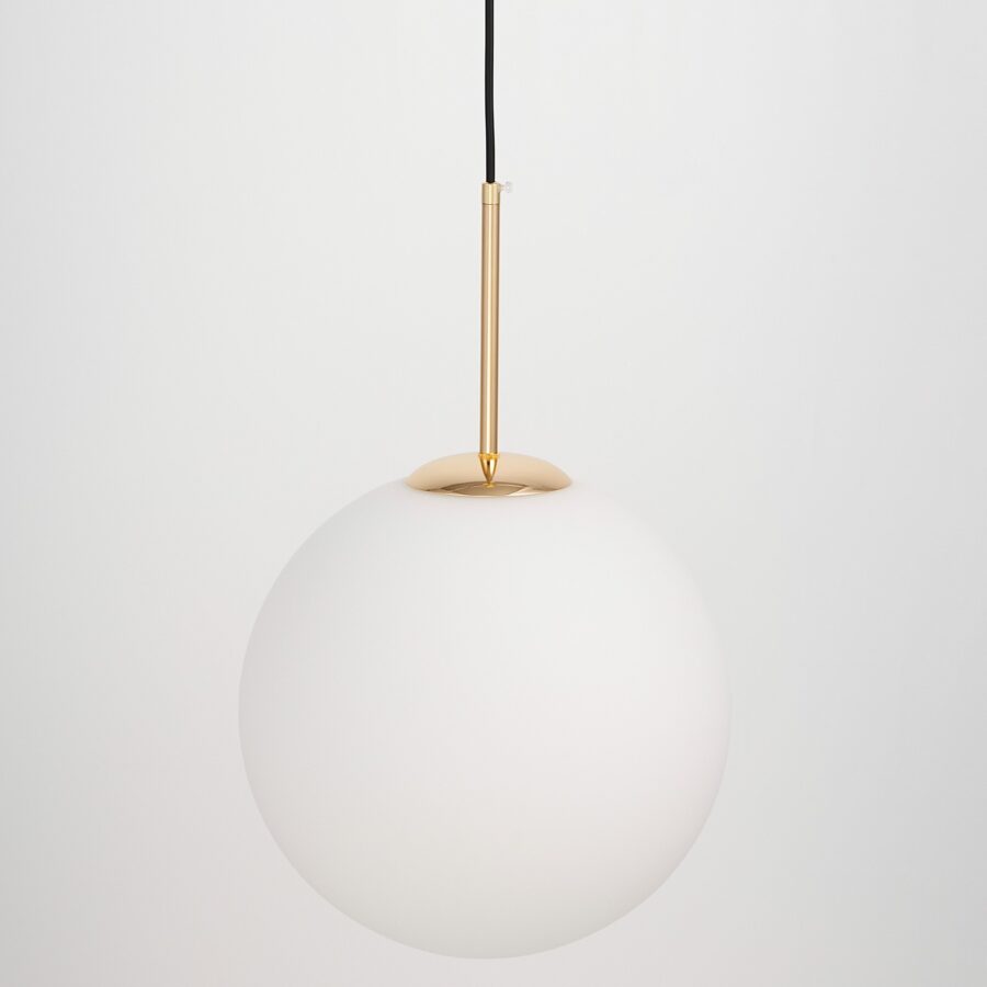 lampada moderna a sospensione oro sfera bianca vetro