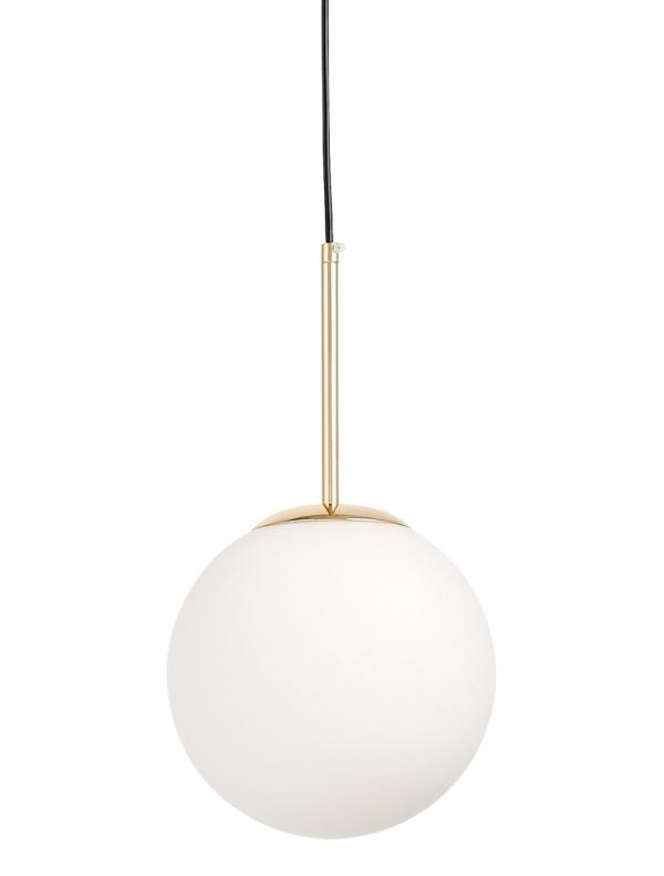 lampada sferica a sospensione bianca e oro