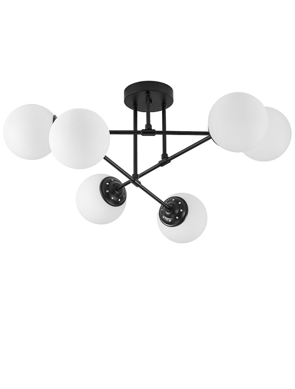 Plafoniera moderna nera 6 punti luce FINO W6