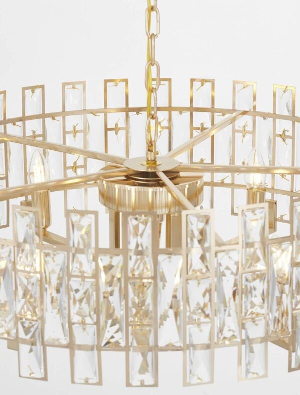 Lampadario dorato circolare con cristalli FIORINA D80