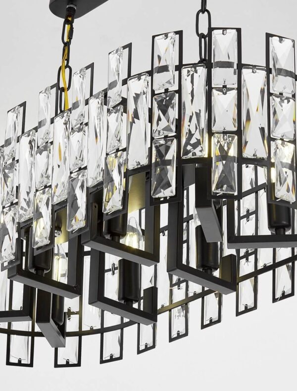Lampadario nero ovale con cristalli FIORINA D70 PRO