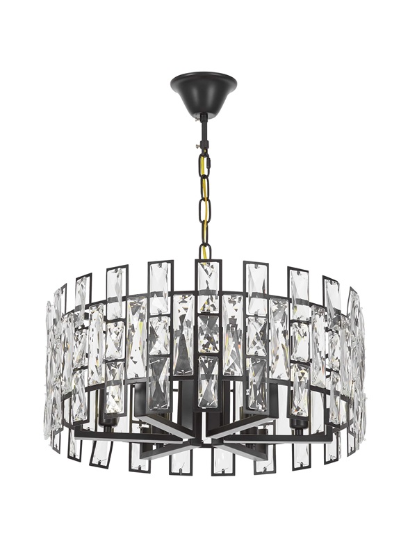lampadario cristallo nero moderno FIORINA D50