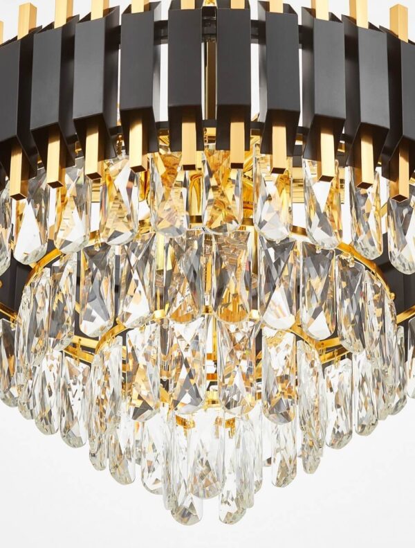 Lampadario moderno a sospensione con cristalli nero e oro RIVO D50