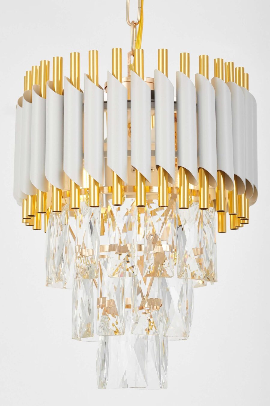 Lampadario moderno con cristalli bianco e oro MAZINI W25