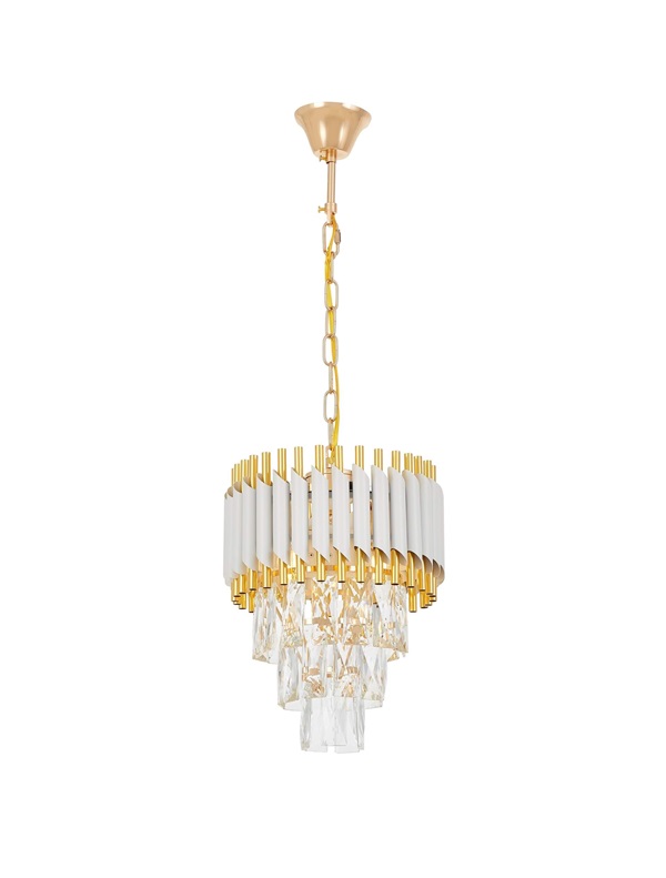 Lampadario moderno con cristalli bianco e oro MAZINI W25