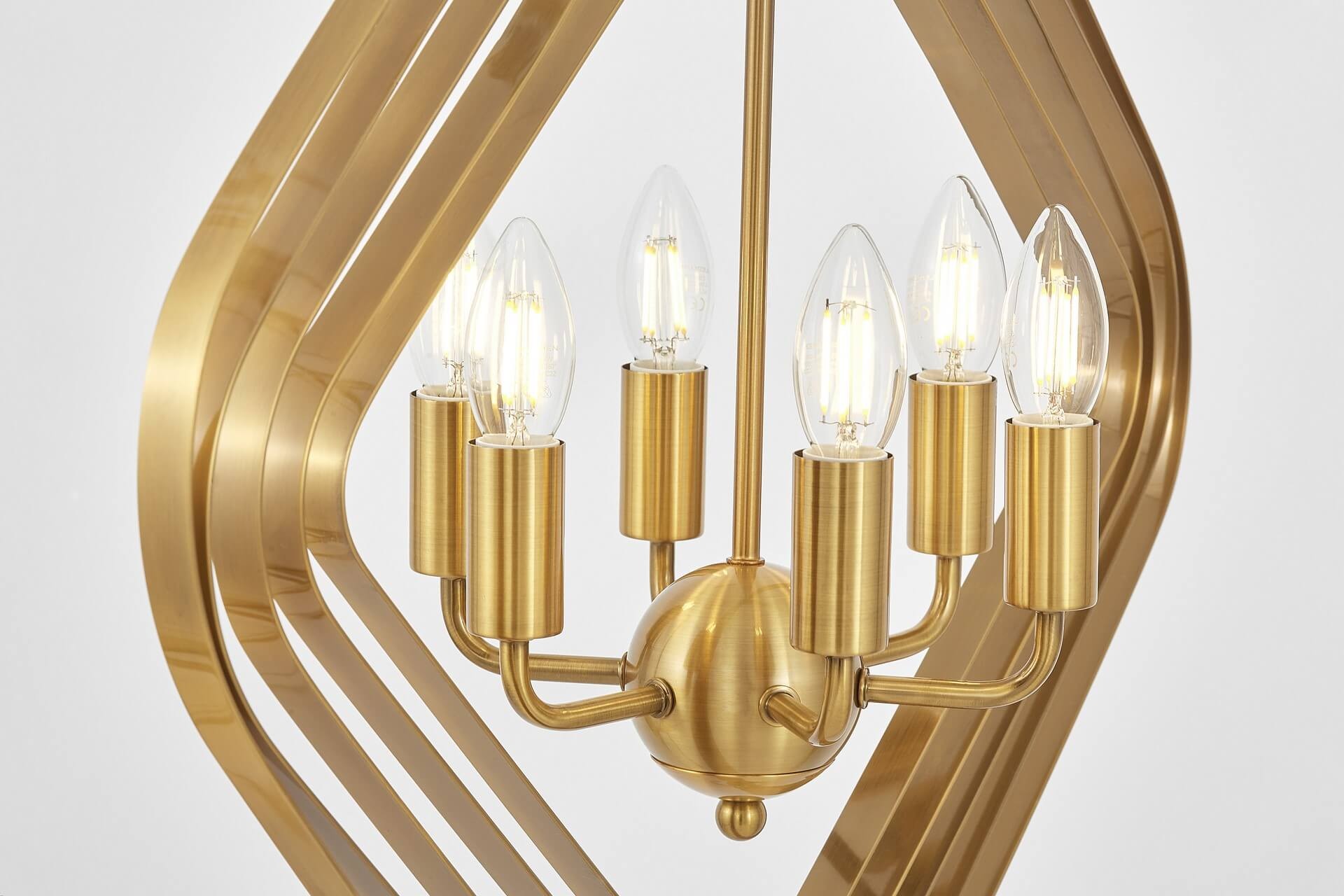 Lampadario moderno quadrato ottone con struttura rotante ZEWA W6