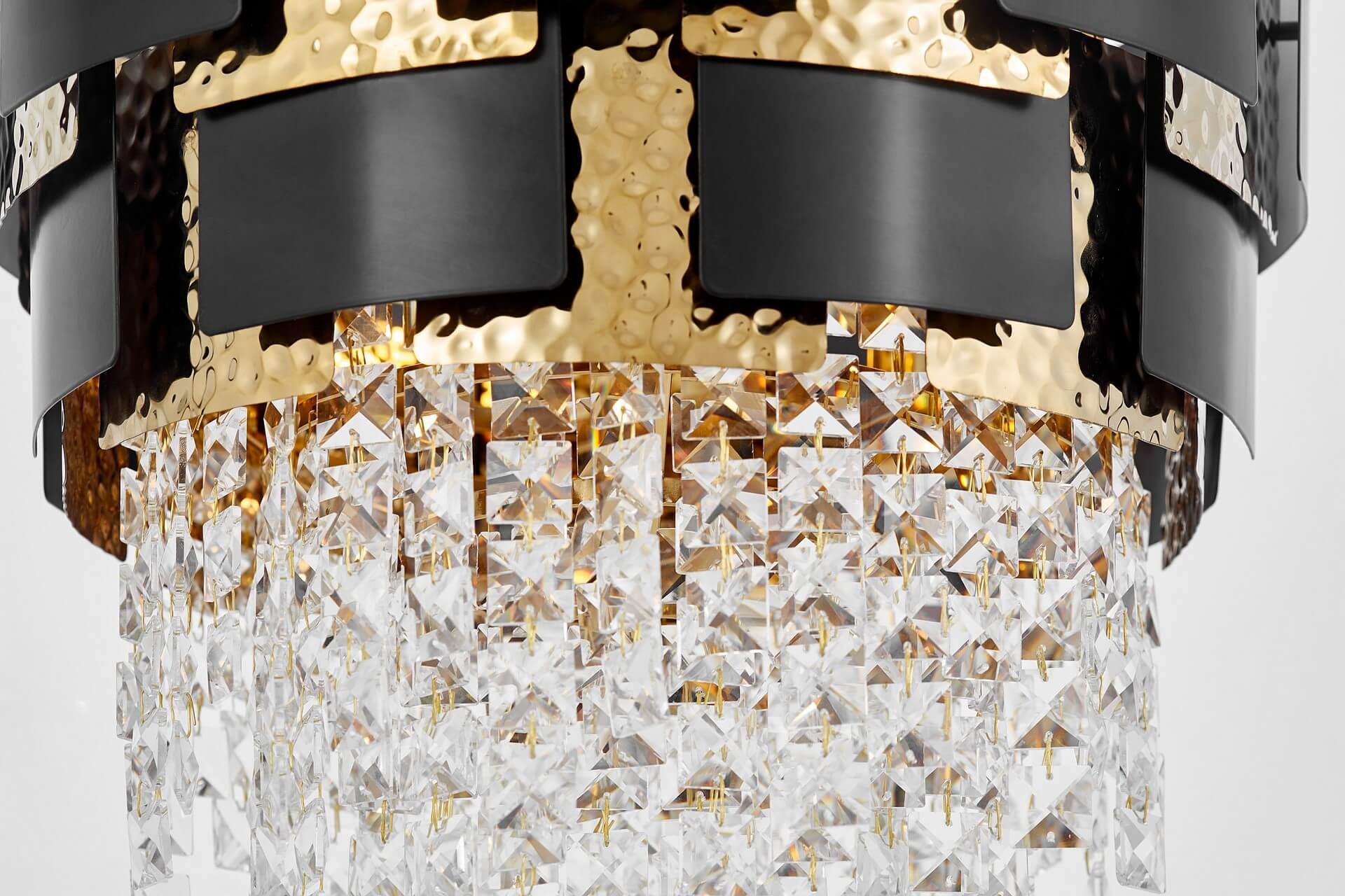 Lampadario cristallo e metallo oro e nero moderno MOLINA D40