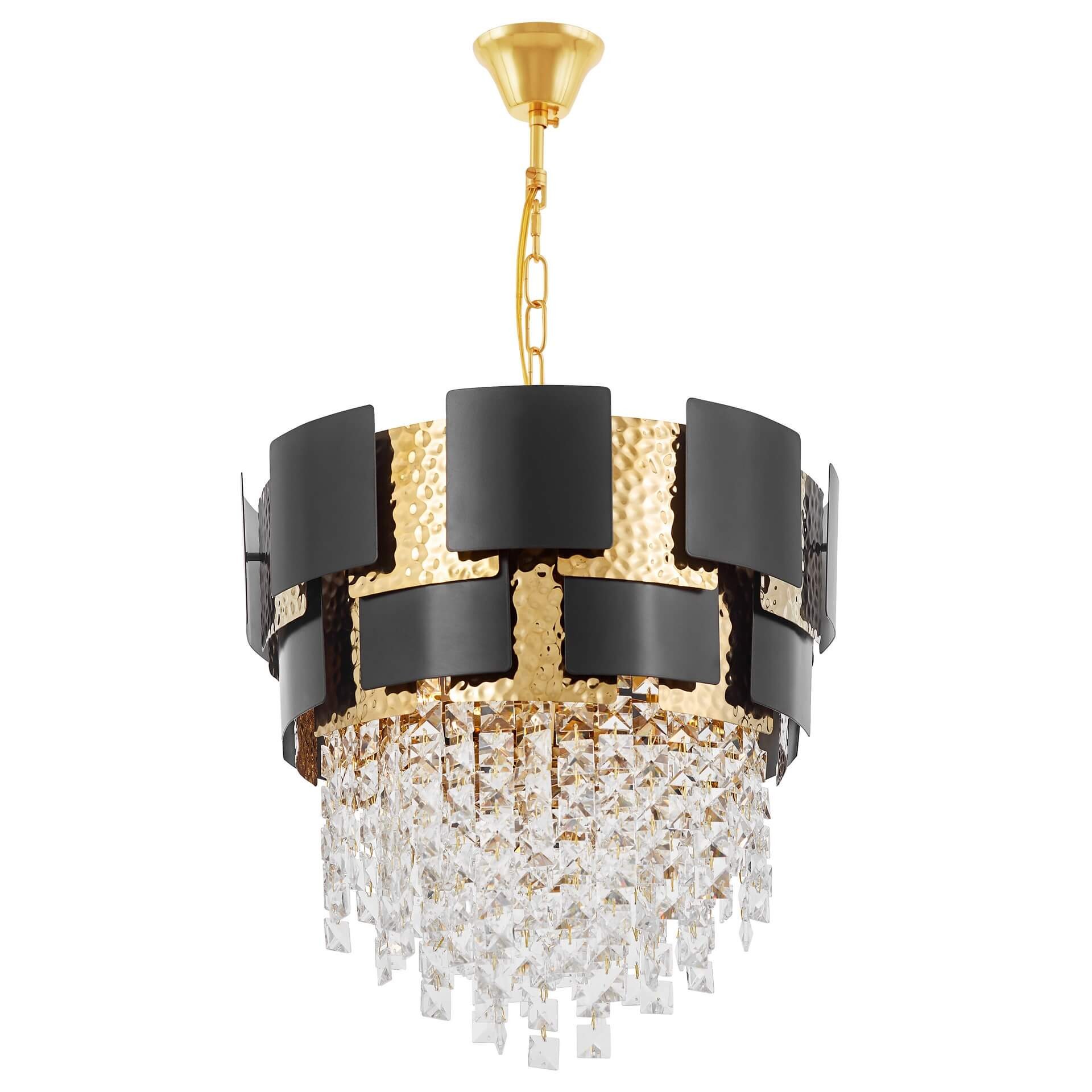 Lampadario cristallo e metallo oro e nero moderno MOLINA D40