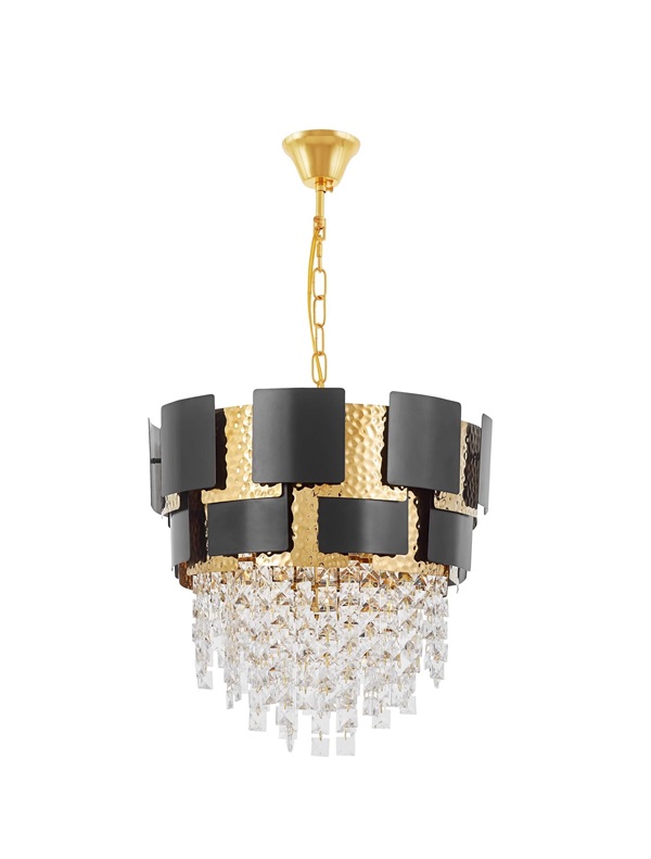 Lampadario cristallo e metallo oro e nero moderno MOLINA D40