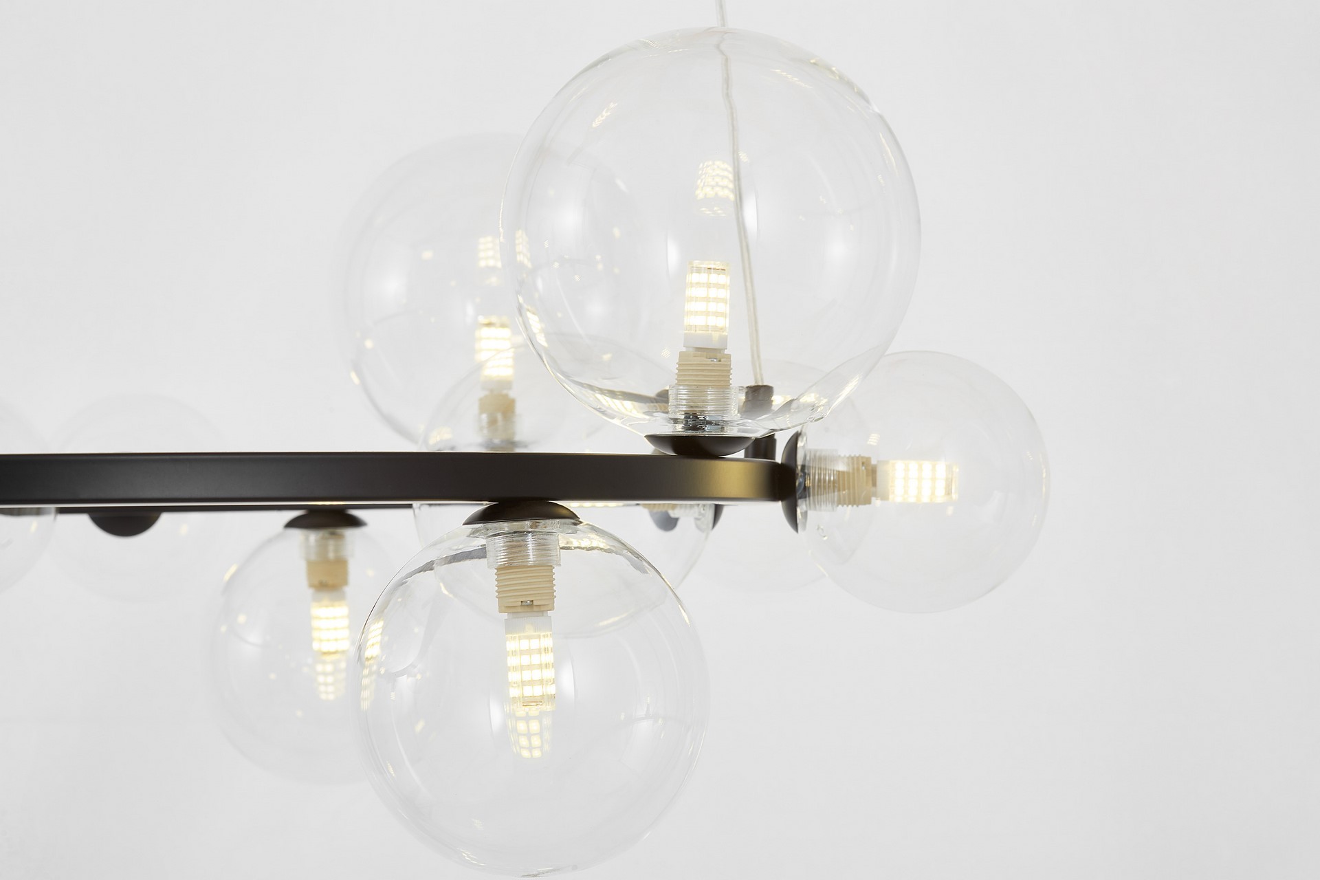Lampadari moderni camera da letto a sospensione nero con sfere trasparenti MERIDO W15