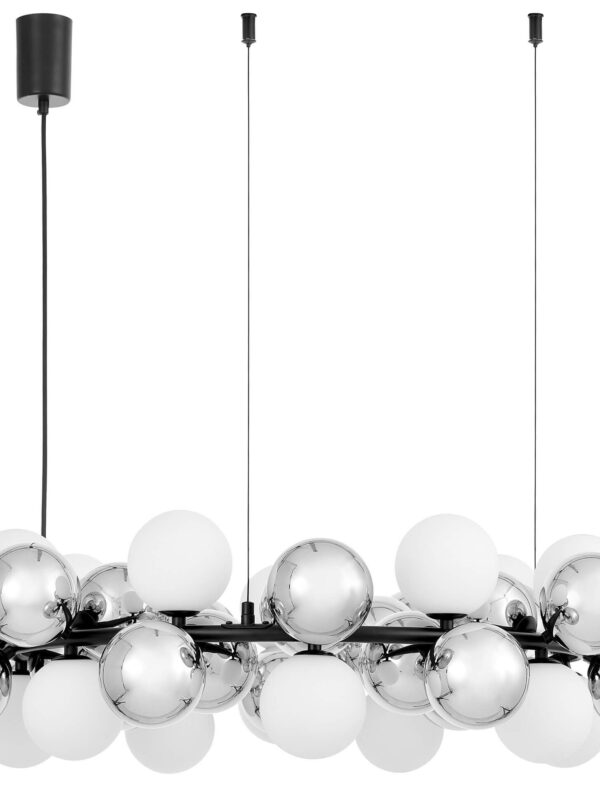 Lampadari vintage a sospensione moderno nero bianco argento a sfere SAONA W42