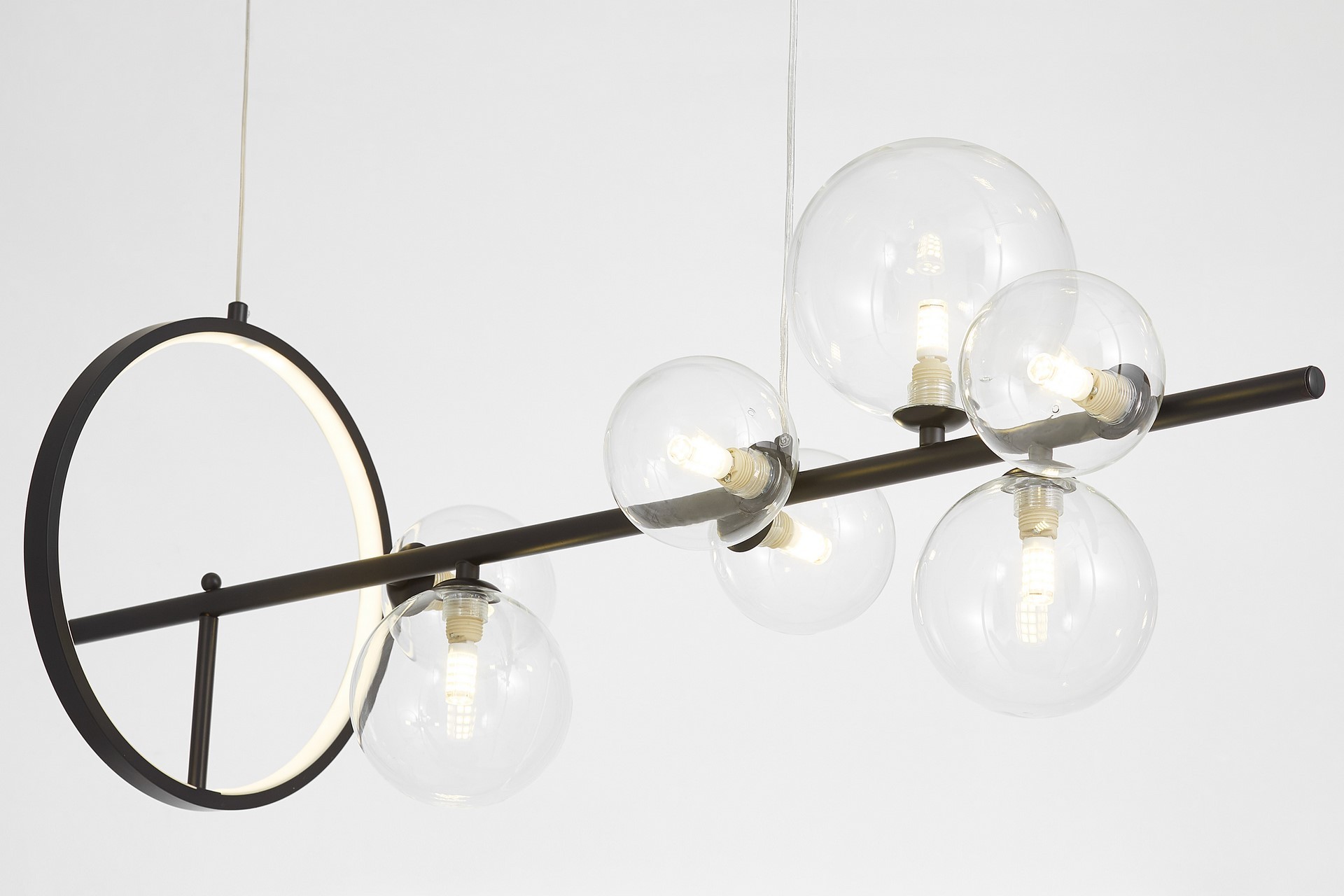 Lampadario camera da letto sfere trasparenti MERIDO W7