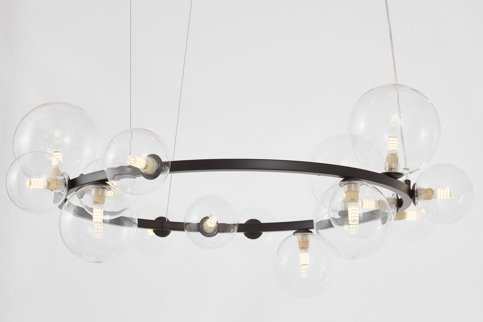 Lampadario moderno a sospensione nero con sfere trasparenti MERIDO W15 - immagine 5