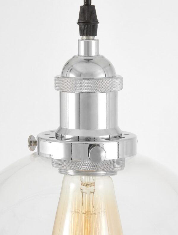 lampada stile industriale cromo e vetro trasparente NAVARRO W1