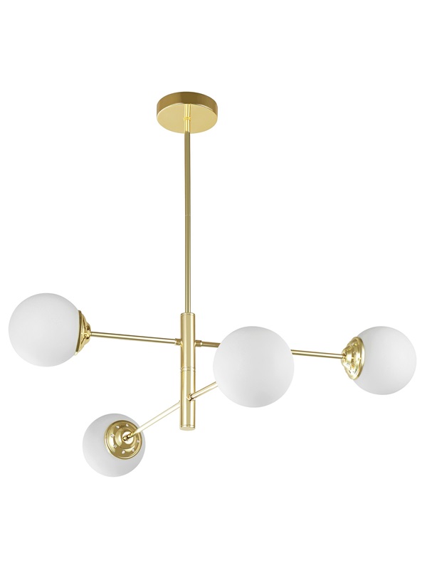 Lampada da soffitto 4 paralumi a sfera oro FINO PRO W4