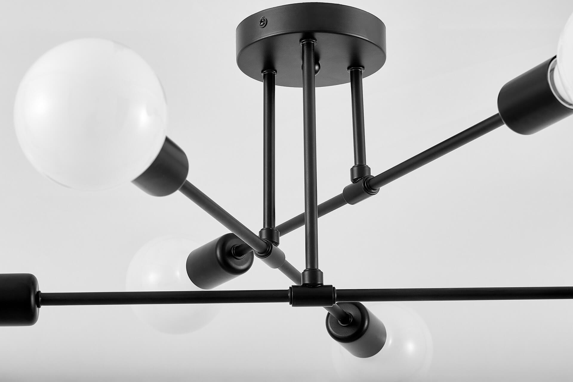 Lampadario Da Soffitto In Cristallo AGV LIGHTING | Plafoniera Moderna Semi-Incasso | 3 Luci E12 | Diametro 30,4 Cm | Finitura Nera