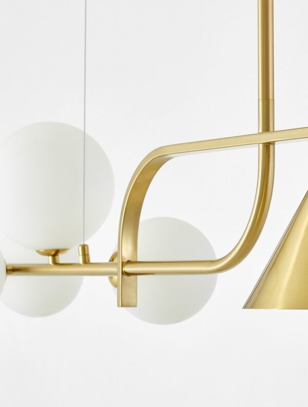 Lampadario 6 sfere bianco e ottone AMADEO W7