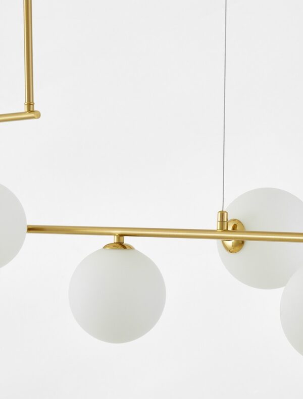 Lampadario SFERE a sospensione bianco e ottone GROSEO W6