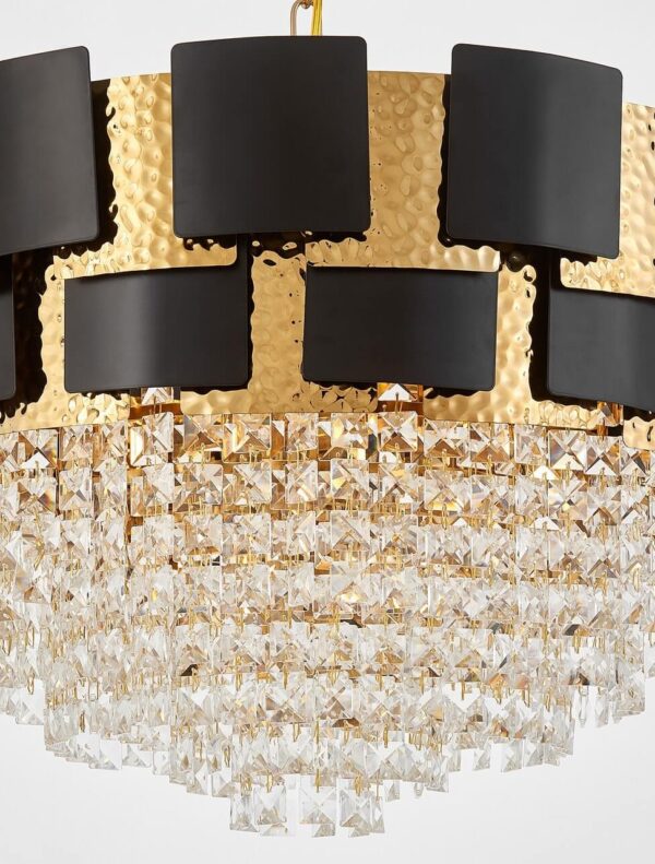 Lampadario a sospensione moderno con cristalli e metallo oro e nero MOLINA D60