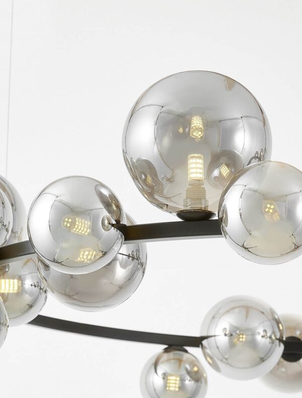 Lampadario a sfere grigio fumo nero MERIDO W24