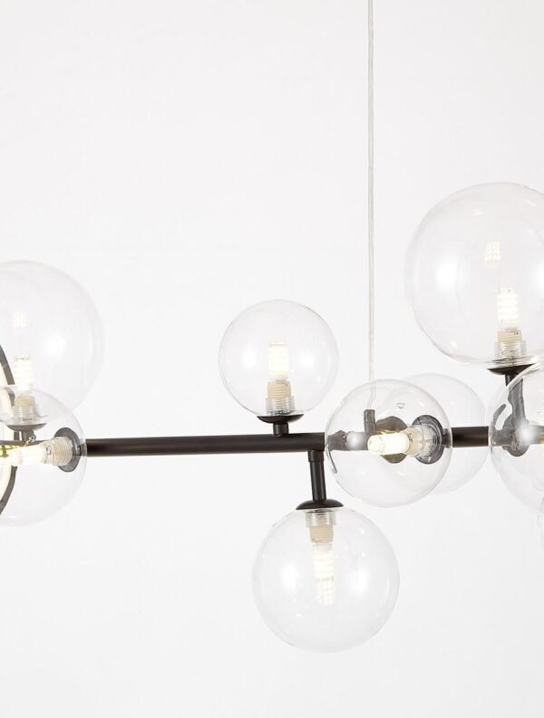 Lampadario A LED nero con sfere trasparenti MERIDO W9